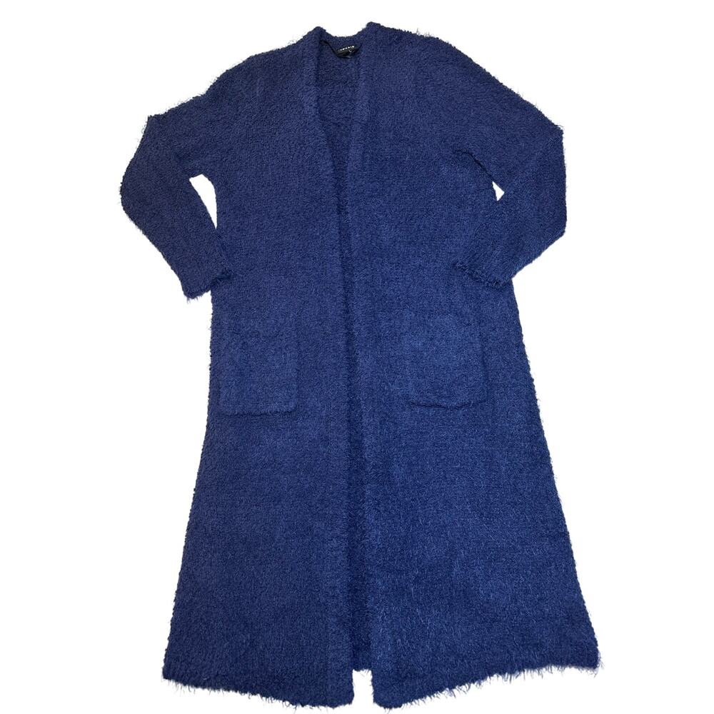 Torrid Women's Popcorn Duster Open Front Cardigan Sweater Sz 0 US 12 Blue Fuzzy - Picture 4 of 8